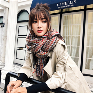 Wholesale color strip lattice thick tassel cashmere scarf