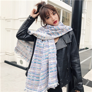 Color strip lattice tassel cashmere cheap scarf