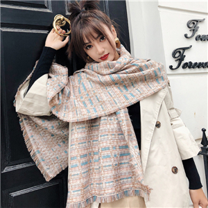 Color strip lattice tassel cashmere cheap scarf