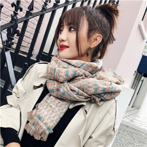 Color strip lattice tassel cashmere cheap scarf