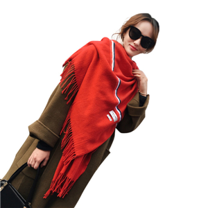 Wholesale solid color thick strips cashmere scarf