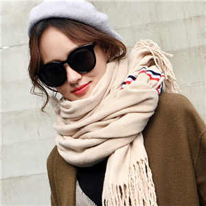 Wholesale solid color thick strips cashmere scarf