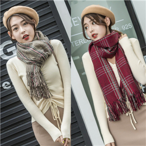 Wholesale color plaid tassel cashmere scarf