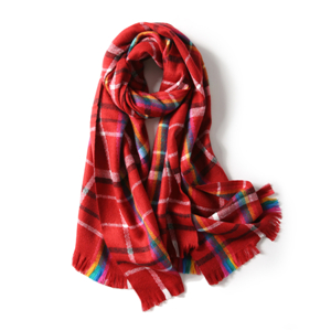 Wholesale color plaid tassel cashmere scarf