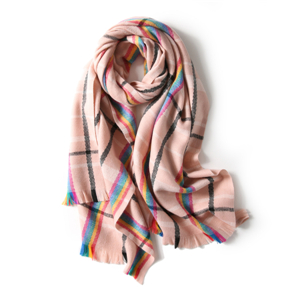 Wholesale color plaid tassel cashmere scarf