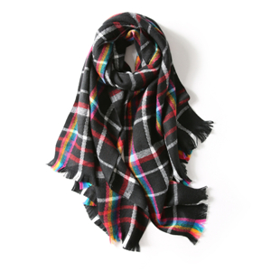 Wholesale color plaid tassel cashmere scarf