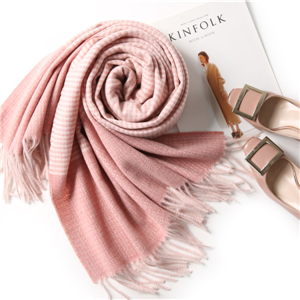 Solid color plaid embossed tassel scarf