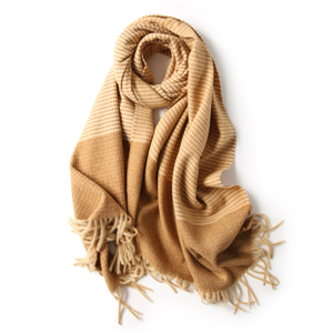 Solid color plaid embossed tassel scarf