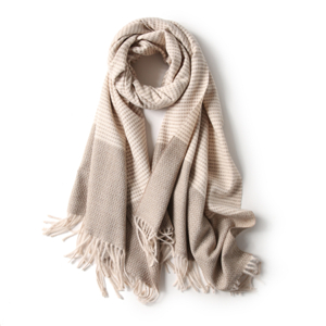 Solid color plaid embossed tassel scarf