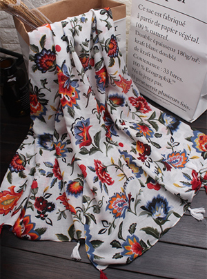 cotton line flower scarf spring