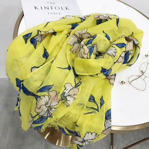 random yellow flower cotton scarf