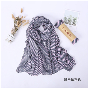 Wholesale zebra pattern folds decorative cotton scarf