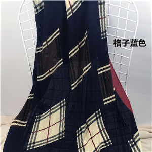 Plaid stitching pleated warm cotton scarf