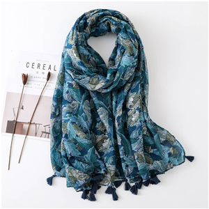 Wholesale cashew printed cotton tassel cotton scarf