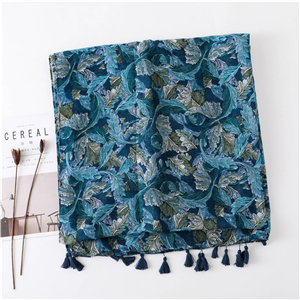 Wholesale cashew printed cotton tassel cotton scarf