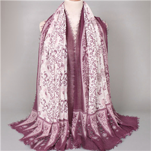 Pleated printed Muslim cotton scarf wholesale from China