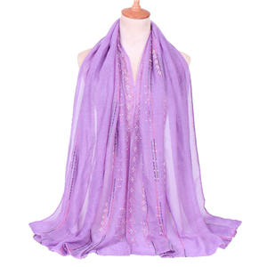 Wholesale monochrome diamond-studded Muslim cotton scarf