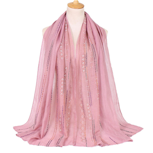 Wholesale monochrome diamond-studded Muslim cotton scarf