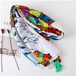 Wholesale pineapple pattern print tassel cotton scarf