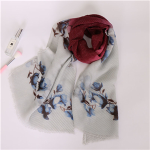 Wholesale Muslim gradient print pleated cotton scarf