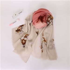 Wholesale Muslim gradient print pleated cotton scarf