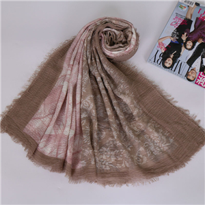 Wholesale pleated floral print hairy cotton scarf