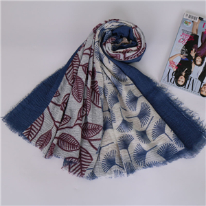 Wholesale pleated floral print hairy cotton scarf