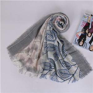 Wholesale pleated floral print hairy cotton scarf