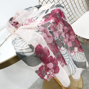 Sequin flowers printed cotton scarves
