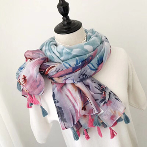 Ink painted vintage tassels scarf