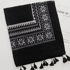 cotton and linen tassel bohemian  scarf