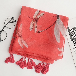 Cotton and linen tassel beach scarf