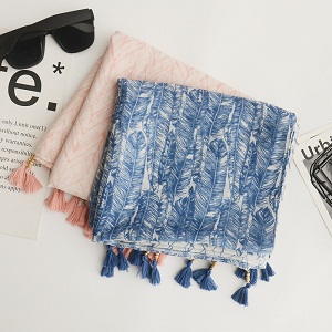 bohemian cotton and linen wooden bead tassel scarf
