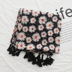 Literature and art daisies printing cotton and linen scarf