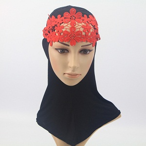 lace polyester weft knitting head scarf