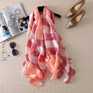 Stripe plaid soft silk printed sun protection scarf