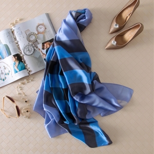 Stripe plaid soft silk printed sun protection scarf