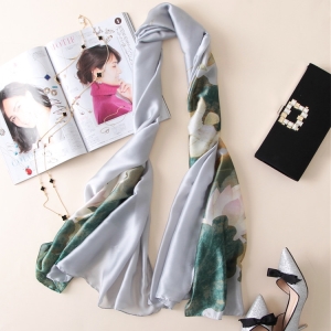 Lotus printing large sunscreen thin scarf