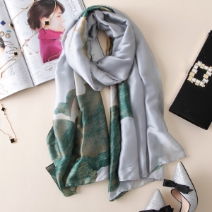 Lotus printing large sunscreen thin scarf