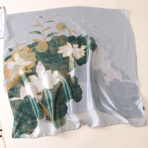 Lotus printing large sunscreen thin scarf
