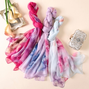 Floral printed chiffon sunscreen oversized scarf