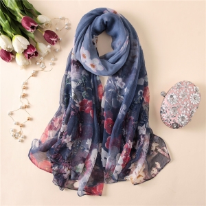 Wholesale floral print crocodile wrinkle comfortable scarf