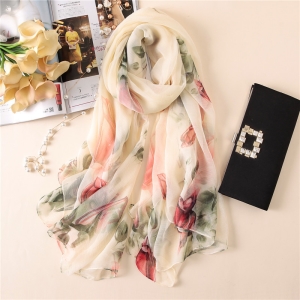 Floral print crocodile oversized scarf