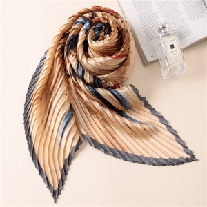 Printed fold silk embroidered sunscreen scarf