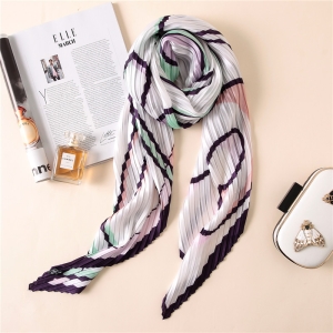 Printed fold silk embroidered sunscreen scarf