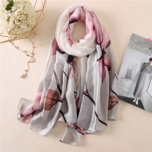 Wholesale flower printed silk sunscreen scarf