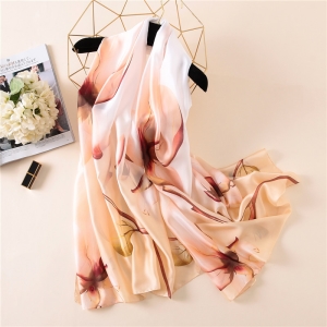 Wholesale flower printed silk sunscreen scarf