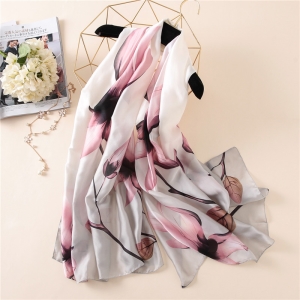 Wholesale flower printed silk sunscreen scarf