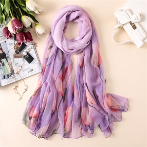 Floral print crocodile wrinkled sun protection scarf