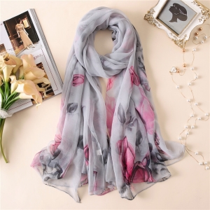 Floral print crocodile oversized scarf